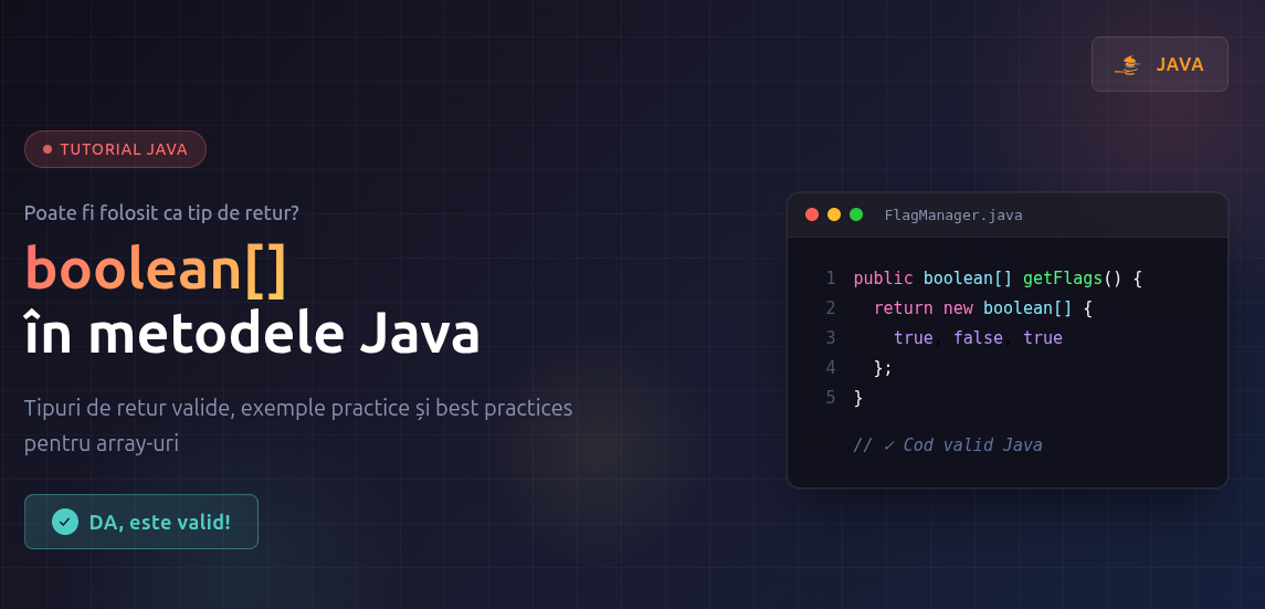 Tipuri de retur în metodele Java: Poate boolean[] fi un tip de retur valid?